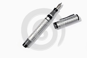 Modern Fountain pen on blank white paper