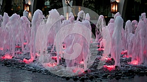 Modern Fountain with Rising Water and Lights