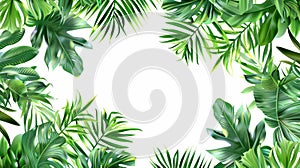 The modern frame of tropical leaves represents a trending summer tropical concept designed in the style of a wild jungle