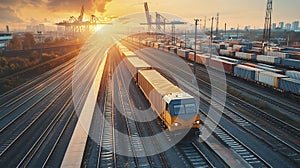 Modern Freight Train Accelerating Global Trade photo