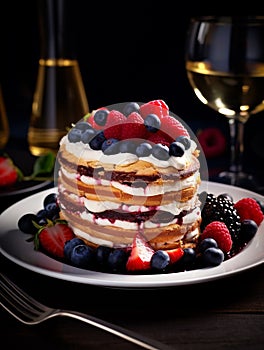 Modern French Cake with Champagne Decoration for Bastille Day of France