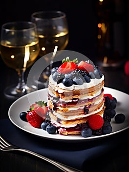 Modern French Cake with Champagne Decoration for Bastille Day of France