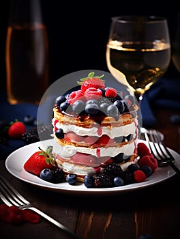 Modern French Cake with Champagne Decoration for Bastille Day of France