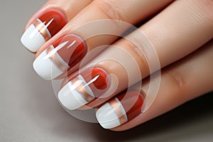 Modern french nails, beautiful manicure, generated by ai