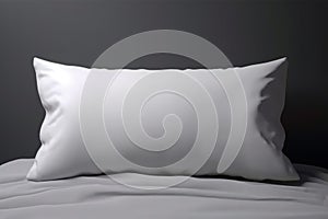 Modern front view of white pillow case mockup on bedroom bed