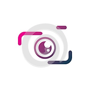 Modern full color line camera lens eye logo design