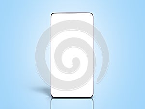 Modern full screen smart phone White screen for mockup 3d render on blue gradient