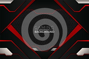 Modern Futuristic Gaming Red and Dark Concept Background with Hexagon Pattern