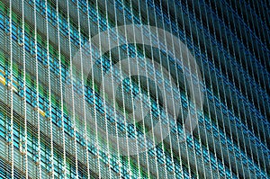 Modern futuristic glass building abstract background. Exterior of office glass building architecture. Facade of sustainable