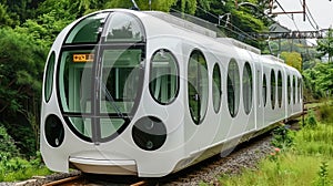 Modern futuristic high speed train in the city