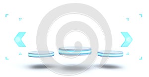 Modern futuristic interactive vhite podium 3d render on white