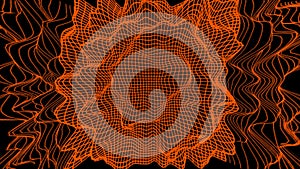 Modern and futuristic orange network background of 3D soundwave visual equalizer or big data abstract visualization.
