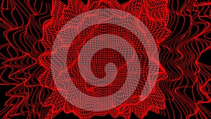 Modern and futuristic red network background of 3D soundwave visual equalizer or big data abstract visualization on.
