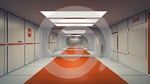 Modern and futuristic spaceship corridor