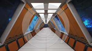 Modern and futuristic spaceship corridor