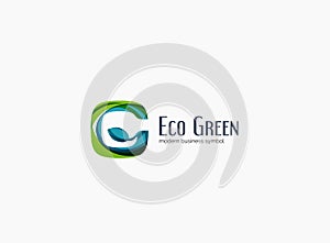 Modern G letter, green eco concept company logo