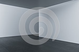 Modern gallery interior with empty wall