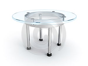 Modern galss table on a white background