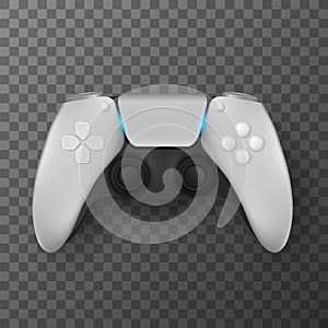 Modern game pad for video games isolated on transparent background. Realistic joystick for game console with backlit. Computer