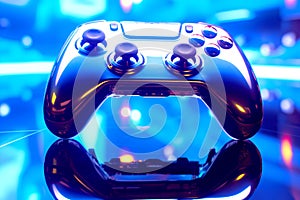 Modern gamepad with lights in background