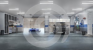 Modern garage interior.