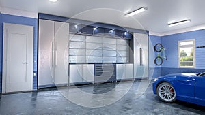 Modern garage interior.