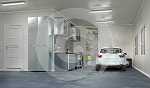 Modern garage interior.