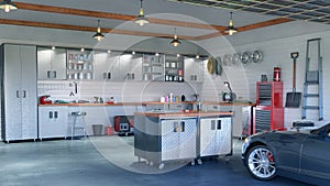 Modern garage interior.