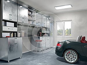 Modern garage interior.