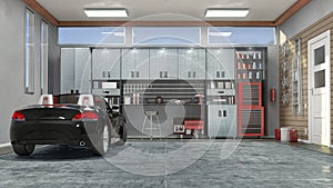 Modern garage interior.