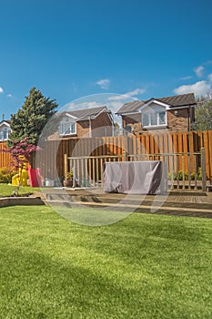 Modern Garden Designed and landscaped with newly Constructed Wooden Decking