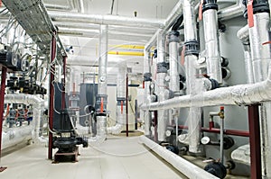 Modern gas boiler room