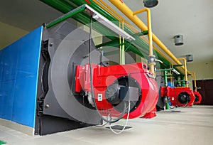 Modern gas boiler room