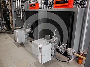 Modern gas industrial boilers for heating the enterprise