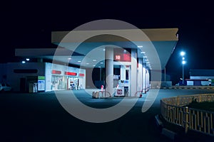 modern gas station at night