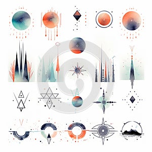 Modern Geometric Abstract Vector Icons Set for Creative Projects