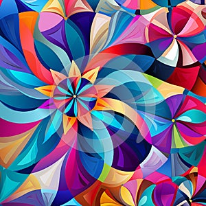 Modern Geometric Art Pattern - Vibrant Colors, Sharp and Precise Design