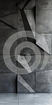 Modern Geometric Concrete Wall with Angular Patterns
