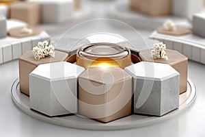 Modern Geometric Design Featuring Hexagonal Shapes and Minimalist Elements Generative AI