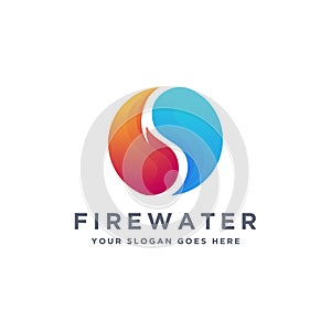 Modern geometric energy water and fire logo icon vector template