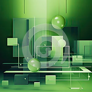 modern geometric green painting background