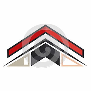 A modern geometric interpretation of a roofline, representing a roofing companys logo design, A modern, geometric interpretation photo