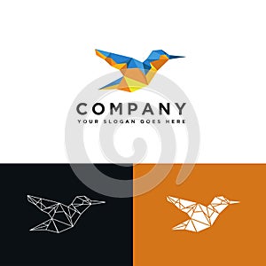 Modern geometric Low poly Bird Logo Icon vector
