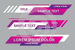 Modern geometric lower third banner template design. Colorful lower thirds set template vector