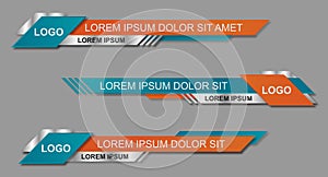 Modern geometric lower third banner template design. Colorful lower thirds set template vector