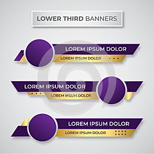 Modern geometric lower third banner template design. Colorful lower thirds set template vector