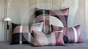 Modern Geometric Patterned Pillows on Elegant Bedroom Interior