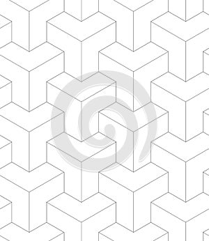 MODERN GEOMETRIC SEAMLESS VECTOR PATTERN. CROSSING LINEAR MESH MONOCHROME TEXTURE. HEXAGON POLYGON BACKGROUND