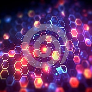 Modern Geometric Shapes and Glowing Light on AI Generated Abstract Background Creative Concept for Technology and Design