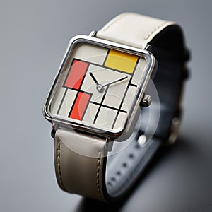 Modern Geometric Square Watch Inspired By Mondrian